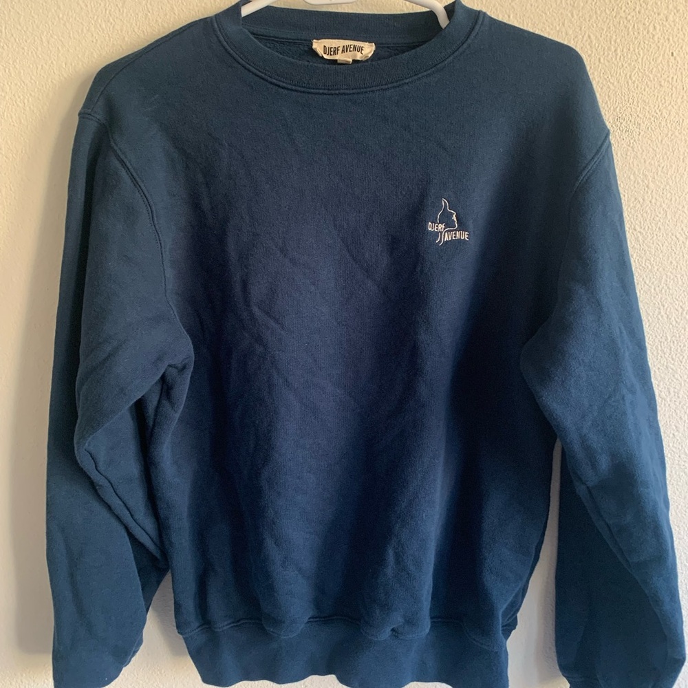 Djerf Avenue XXS Blue Pullover Logo Sweatshirt